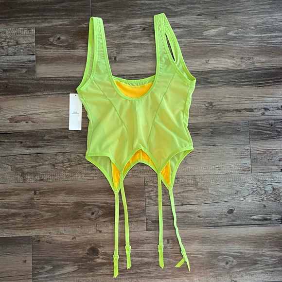 NWT Urban Outfitters Out From Under Double Take Garter Belt Corset Green Small - Picture 9 of 9